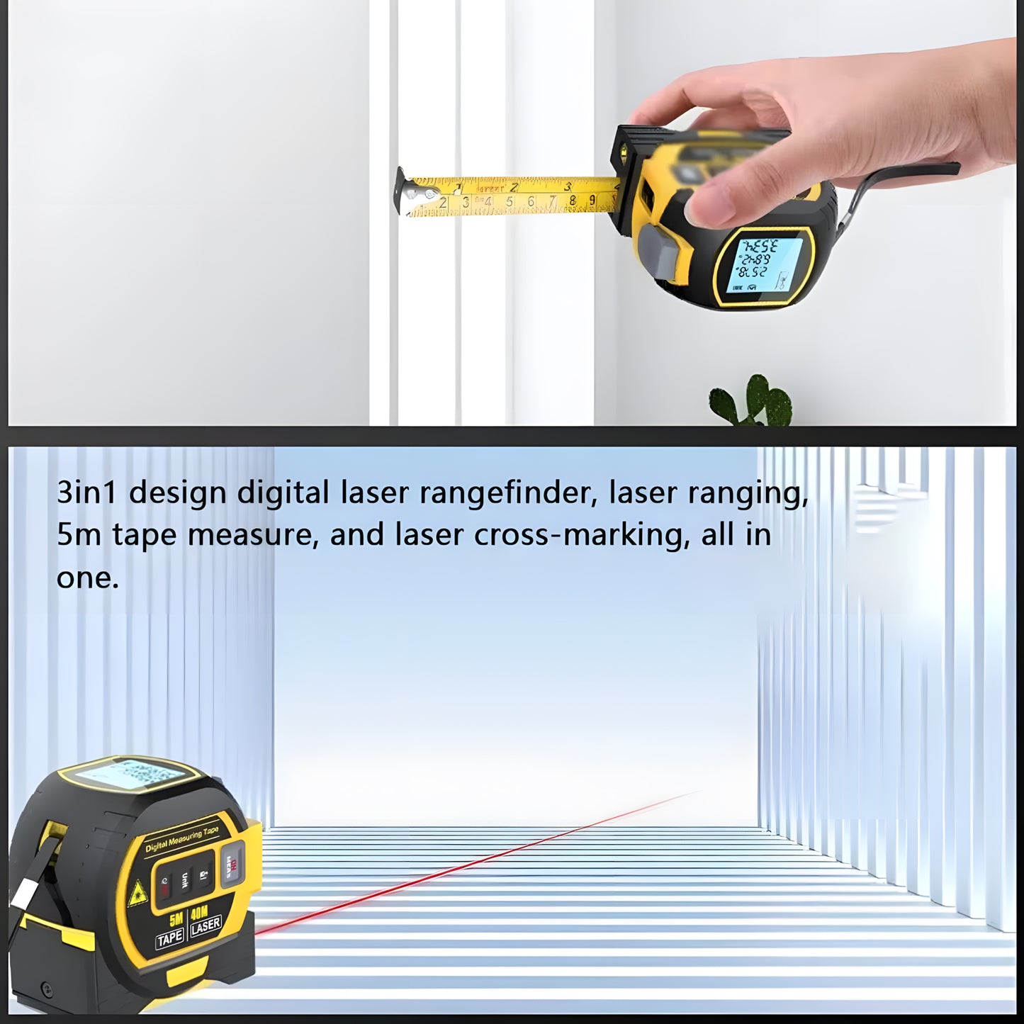 Homey Innovations™ 3-in-1 Laser Tape Measure