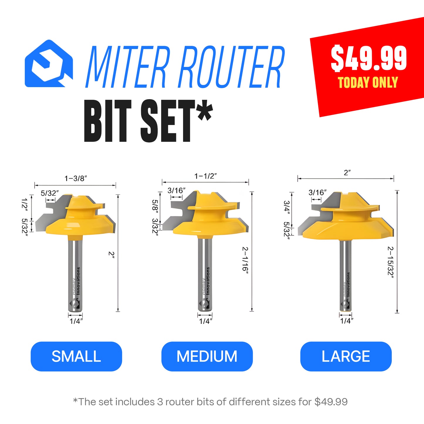 Homey Innovations™ Miter Router Bit Set