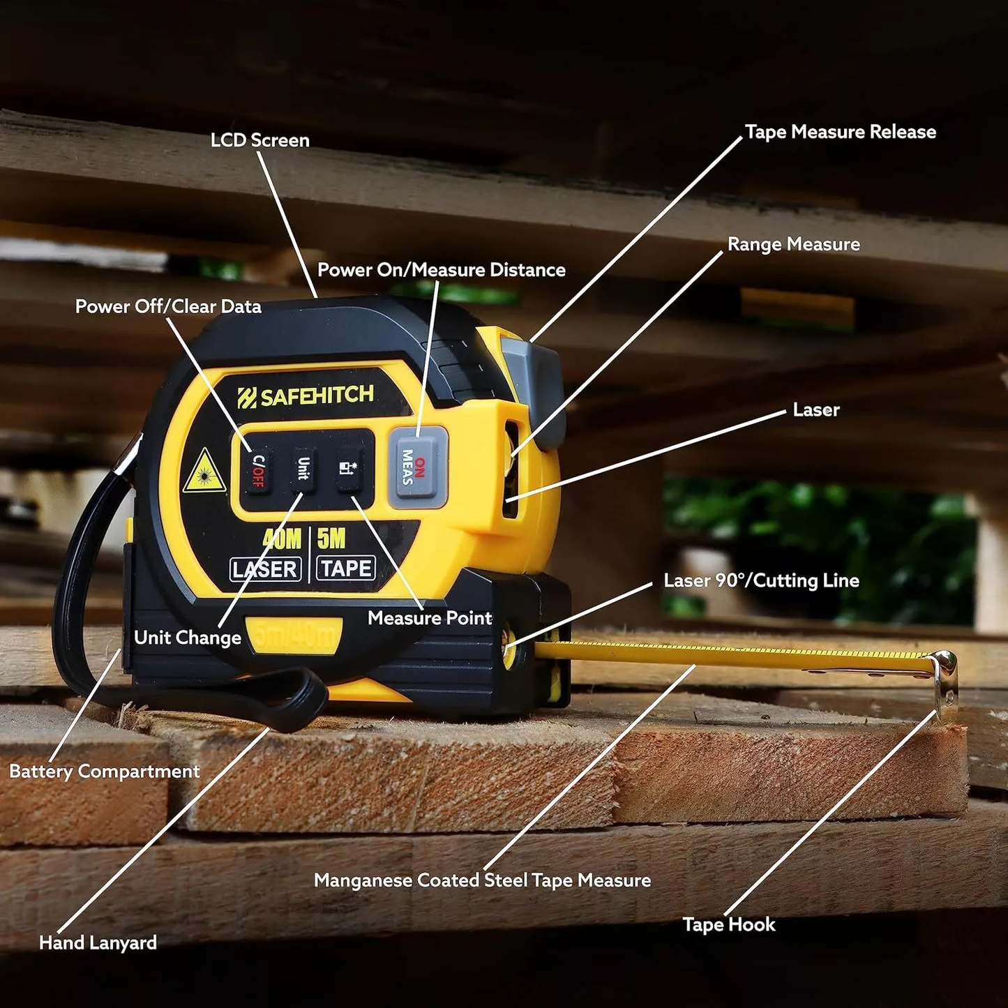 Homey Innovations™ 3-in-1 Laser Tape Measure